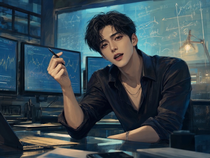 A quant at a desk of monitors, explaining the pairing